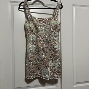 Sequin Embellished Floral Dress